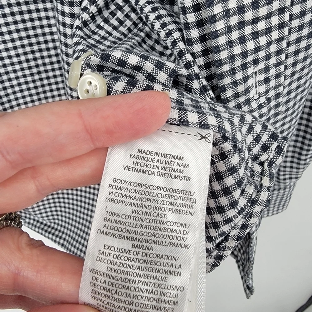 Ralph Lauren Blue Label Shirt Men's XL Black White Gingham Checkered Button Down